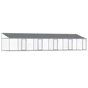 vidaXL Cușcă c&acirc;ini cu acoperiș și uși, gri, 10x2x2 m, oțel galvanizat