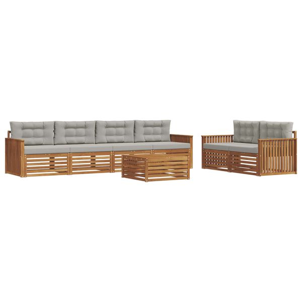 vidaXL Set de canapele de exterior 7 pcs Gri natural și deschis