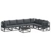 vidaXL Set de canapele pentru grădină cu pernă 8 pcs Negru Aluminiu