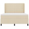 vidaXL Pat cu arcuri cu saltea cu headboard Crem 160 x 200 cm țesătură