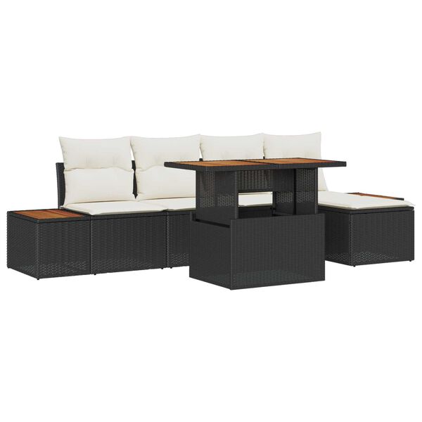 vidaXL Set de masă pentru grădină cu pernă 6 pcs Negru și Bej
