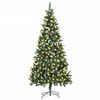 vidaXL Brad de Crăciun artificial pre-iluminat cu conuri de pin 210 cm