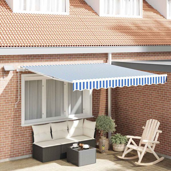 vidaXL Cortina Retractabilă Manual Albastru și Alb 350 x 250 cm
