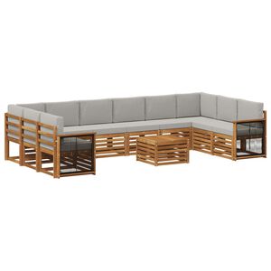 vidaXL Set de canapele de exterior 8 pcs Natural și gri deschis