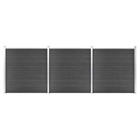 vidaXL Set de panouri de gard, negru, 526 x 186 cm, WPC