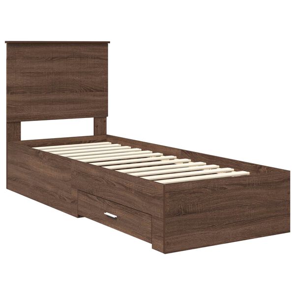 vidaXL Cadru de pat cu headboard Stejar marron și argintiu 70 x 190 cm