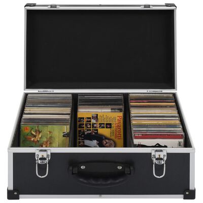 vidaXL Casetă pentru 80 CD-uri, aluminiu, ABS, negru