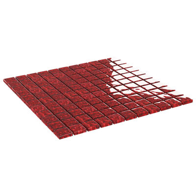 vidaXL Plăci de mozaic, 11 buc., roșu, 30x30 cm, sticlă