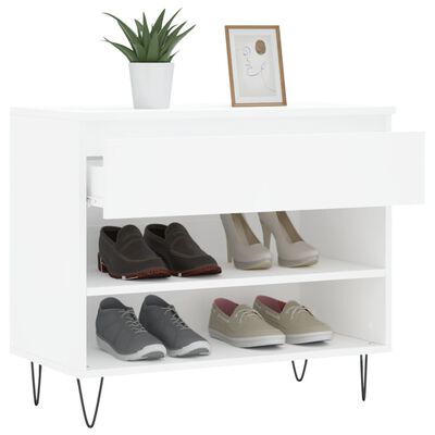 vidaXL Pantofar, alb, 70x36x60 cm, lemn prelucrat