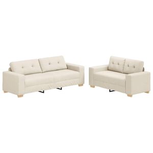 vidaXL Canapea 2 buc. Bej Material textil din in