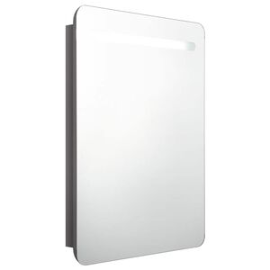 vidaXL Dulap de baie cu oglindă și LED, gri strălucitor, 60x11x80 cm
