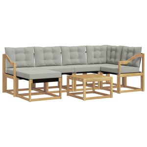 vidaXL Set de canapele de exterior cu pernă 7 pcs Alb și gri deschis