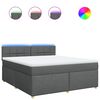 vidaXL Pat box spring cu saltea, gri &icirc;nchis, 180x200 cm, textil