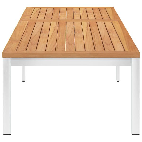 vidaXL Șezlong cu pernă, lemn masiv de tec și oțel inoxidabil