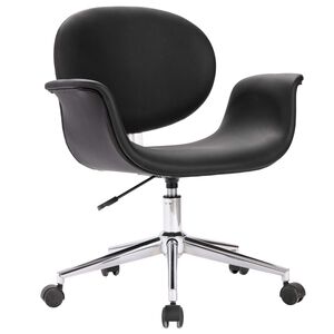 vidaXL Scaun pivotant de birou, negru, piele ecologică