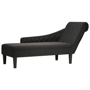 vidaXL Șezlong cu pernă și cotieră dreaptă, negru, textil