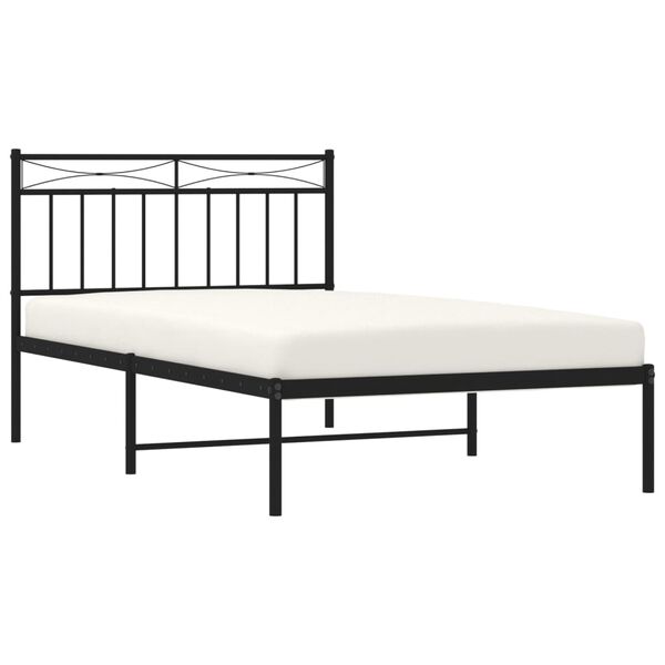 vidaXL Cadru de pat din metal cu tăblie, negru, 107x203 cm