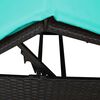vidaXL Șezlong dublu cu perdele Turcoaz 205 x 129 x 200 cm poliratan