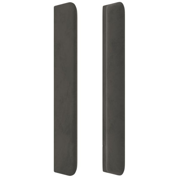 vidaXL Tăblie de pat cu aripioare gri &icirc;nchis 183x16x118/128 cm catifea