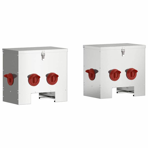 vidaXL Feeder pentru pui 2 pcs Argintiu 40,5 x 25 x 38 cm