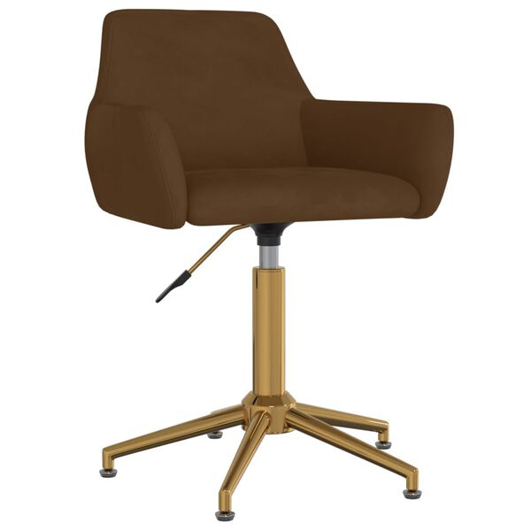 vidaXL Scaune de bucătărie pivotante, 2 buc., maro, catifea