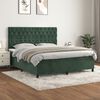 vidaXL Pat box spring cu saltea, verde &icirc;nchis, 160x200 cm, catifea