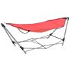 vidaXL Hamac cu suport pliabil, roșu