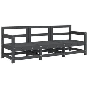 vidaXL Set mobilier de grădină, 3 piese, gri, lemn masiv de pin
