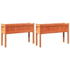 vidaXL Jardiniere grădină cu picioare, 2 buc., maro ceruit, lemn pin