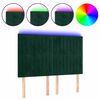 vidaXL Tăblie de pat cu LED, verde &icirc;nchis, 144x5x118/128 cm, catifea