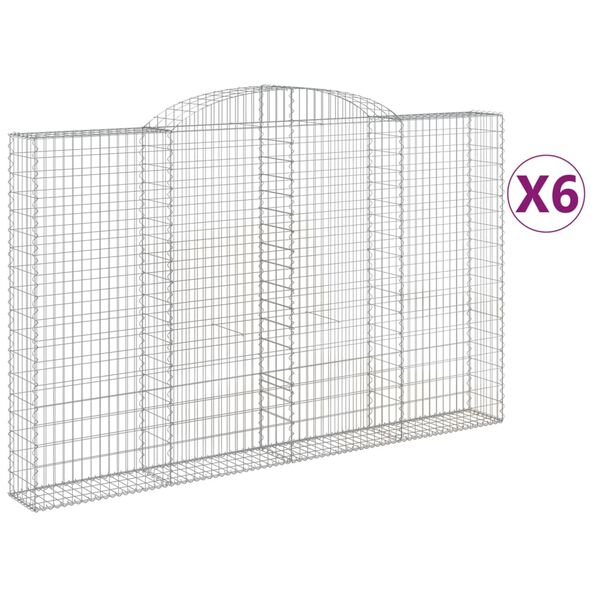 vidaXL Coșuri gabion arcuite 6 buc, 300x30x180/200 cm, fier galvanizat