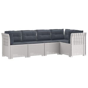 vidaXL Sofa de grădină cu 5 locuri cu perne aspect rattan PP Alb