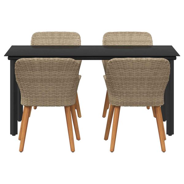 vidaXL Set de masă pentru grădină cu pernă 5 pcs Bej poliratan