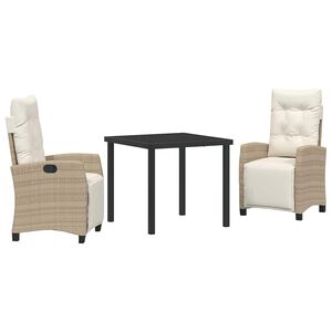 vidaXL Set de masă pentru grădină cu pernă 3 pcs Bej poliratan