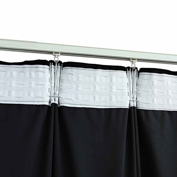 vidaXL Draperii opace, 2 buc., negru, 140x225 cm, catifea, cu c&acirc;rlige