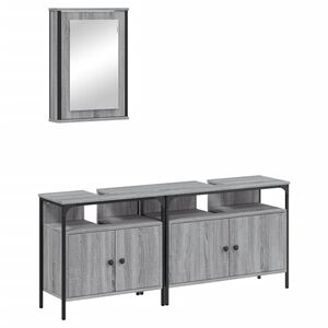 vidaXL Set mobilier de baie, 3 piese, gri sonoma, lemn prelucrat