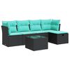 vidaXL Set mobilier de grădină cu perne, 6 piese, negru, poliratan