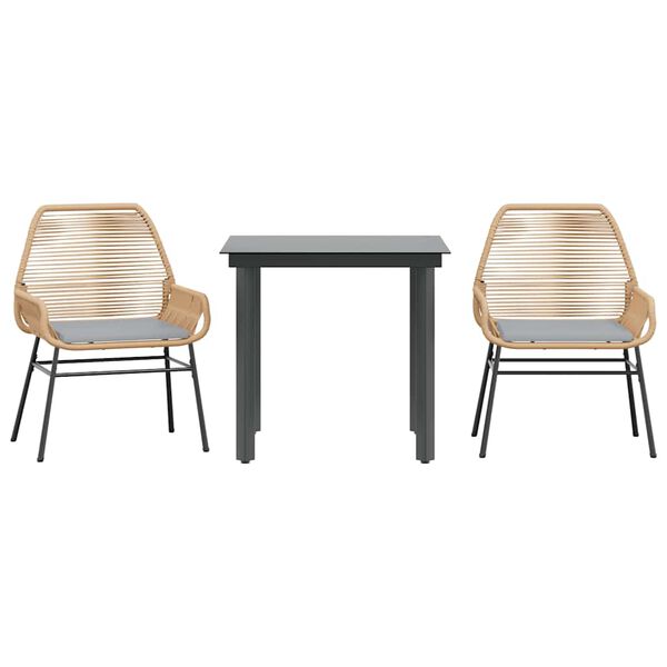 vidaXL Set mobilier de grădină cu perne 3 piese maro sticlă polirattan