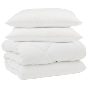 vidaXL Duvet de iarnă cu pernă 3 pcs Alb Microfibră