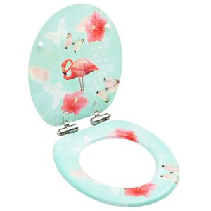 vidaXL Capac WC cu &icirc;nchidere silențioasă, MDF, model flamingo