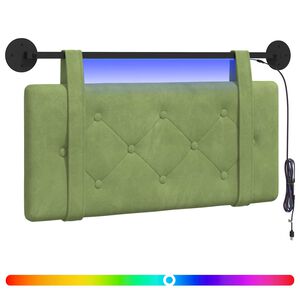 vidaXL Tăblie de pat suspendată Cu lumină LED Verde deschis Catifea