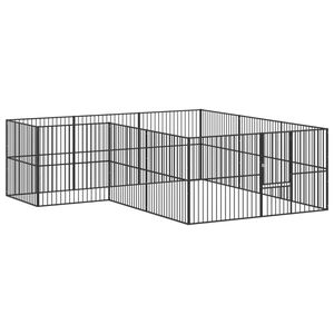vidaXL Țarc pentru c&acirc;ini cu 12 panouri, negru, oțel galvanizat