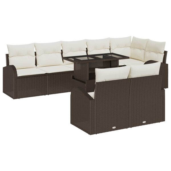 vidaXL Set de canapele pentru grădină 9 pcs Maro Rattan poli