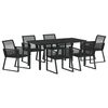 vidaXL Set de masă pentru grădină 7 pcs Negru