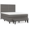 vidaXL Pat box spring cu saltea, gri, 140x190 cm, piele ecologică