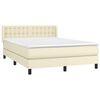 vidaXL Pat box spring cu saltea, crem, 140x200 cm, piele ecologică