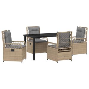 vidaXL Set de masă pentru grădină 5 pcs Beige și gri deschis poliratan