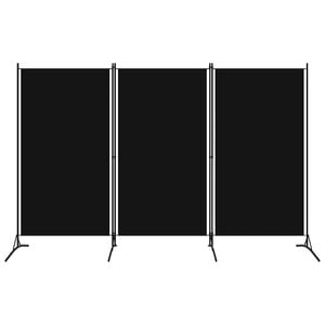 vidaXL Paravan de cameră cu 3 panouri, negru, 260 x 180 cm, textil
