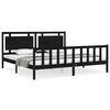 vidaXL Cadru pat cu tăblie 200x200 cm, negru, lemn masiv