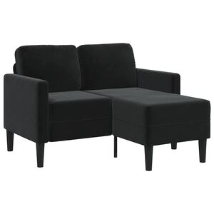 vidaXL Canapea cu 2 locuri și șezlong &icirc;n formă de L, neagră, 125 cm, catifea